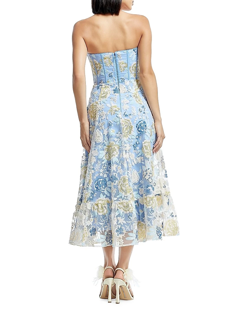 Carina Floral Bustier Midi-Dress