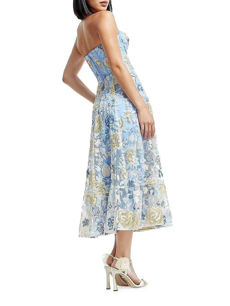 Carina Floral Bustier Midi-Dress