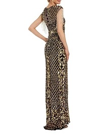 Beaded Fringe Gown
