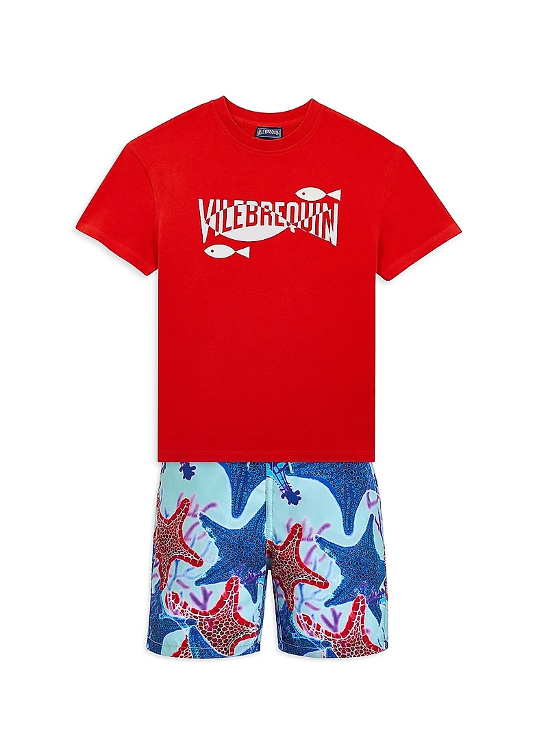 Little Boy's & Fish Logo Cotton T-Shirt