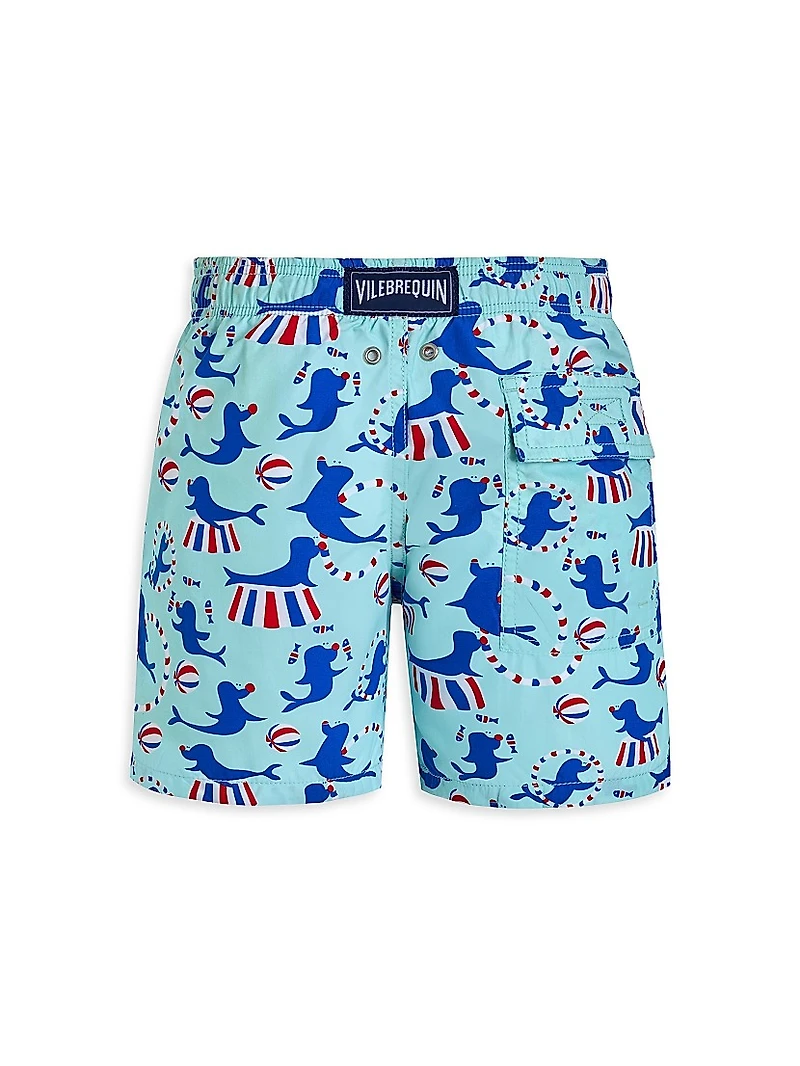 Little Boy's & Circus Print Swim Trunks