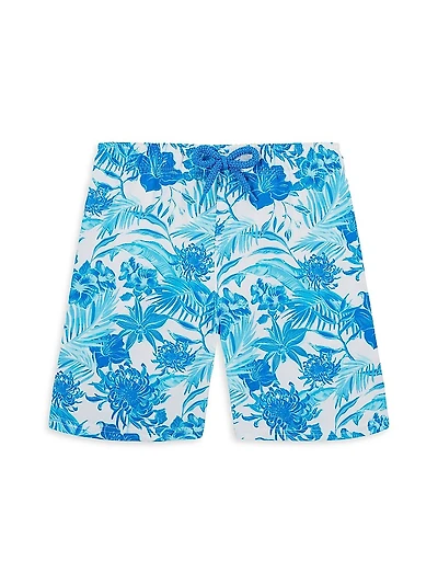 Little Boy's & Tahiti Flowers Stretch Swim Trunks