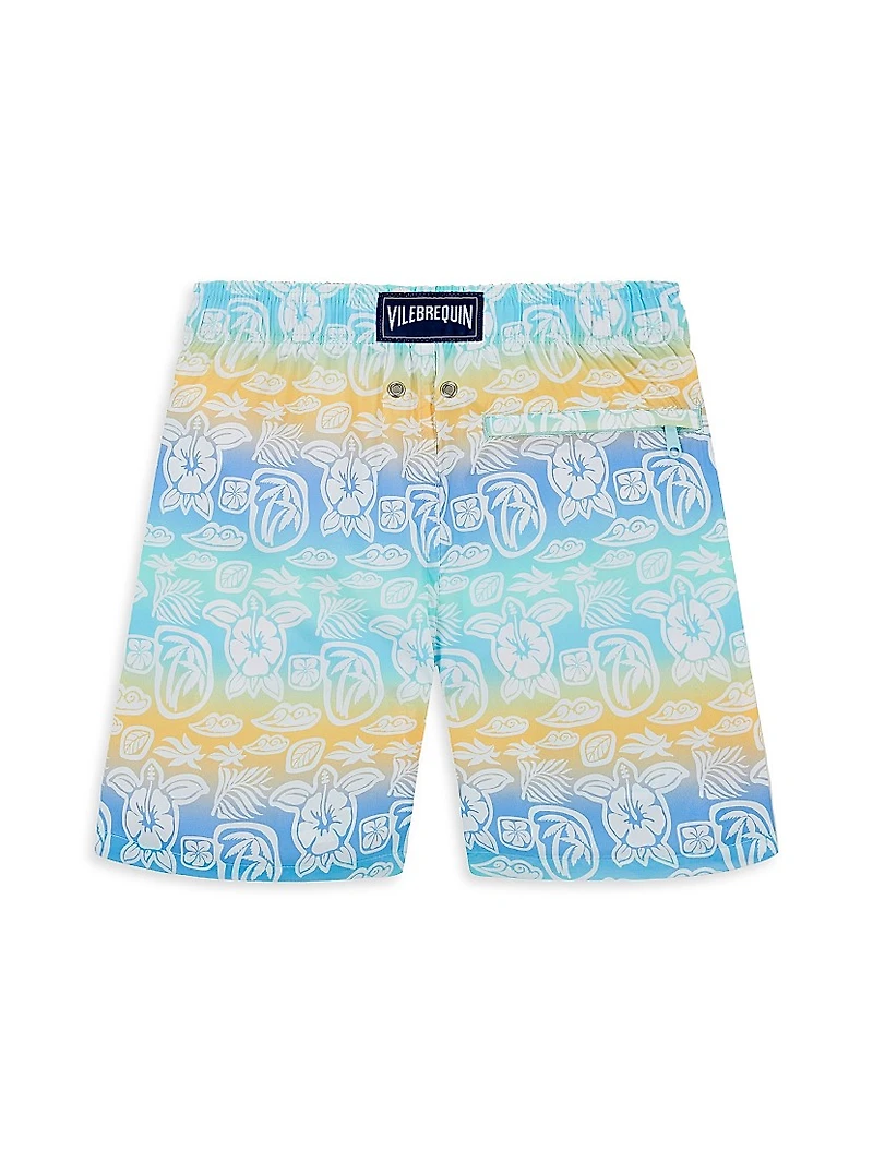 Little Boy's & Ombré Tahiti Turtles Swim Trunks