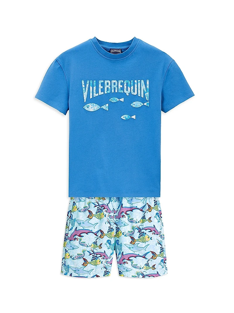 Little Boy's & Boy's Logo & Fishes Tahiti Turtles T-Shirt
