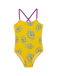 Little Girl's & Vendôme Turtles Jersey One-Piece Swimsuit