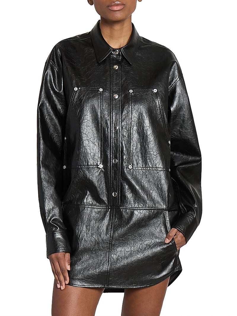 Ayali Faux-Leather Shirtdress