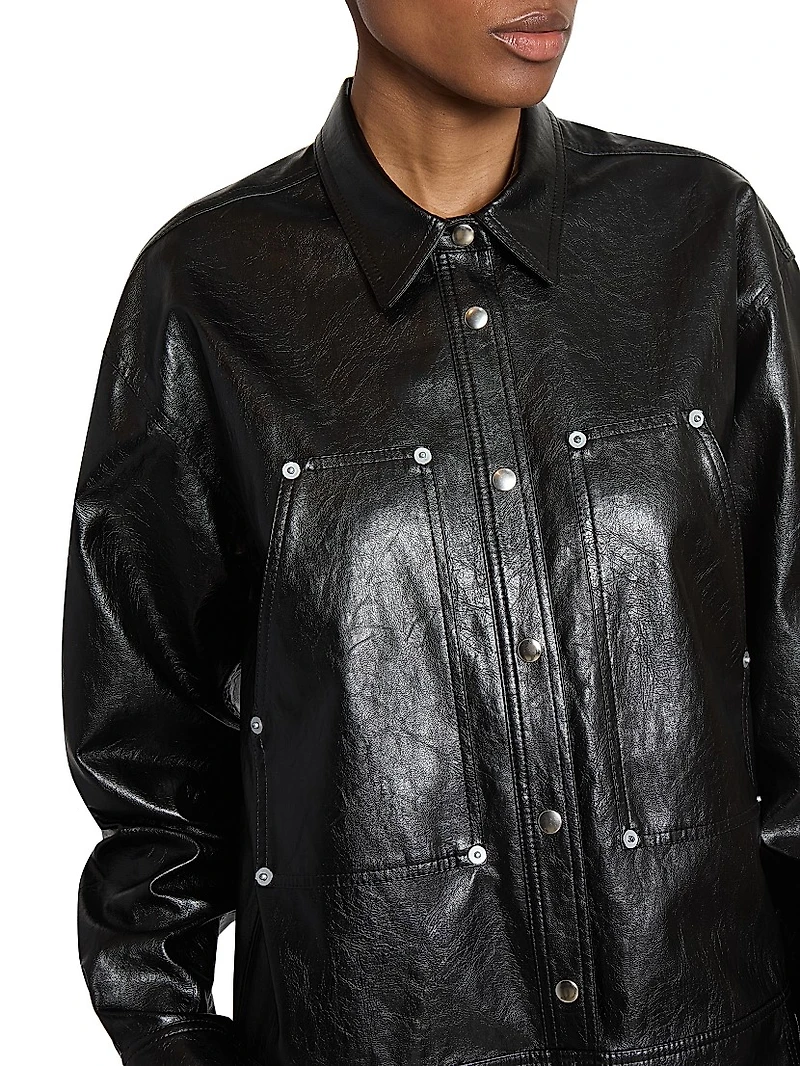 Ayali Faux-Leather Shirtdress
