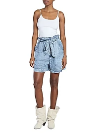 Pierine Chambray Belted Shorts