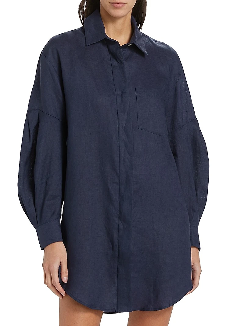 Louisa Linen Belted Shirtdress