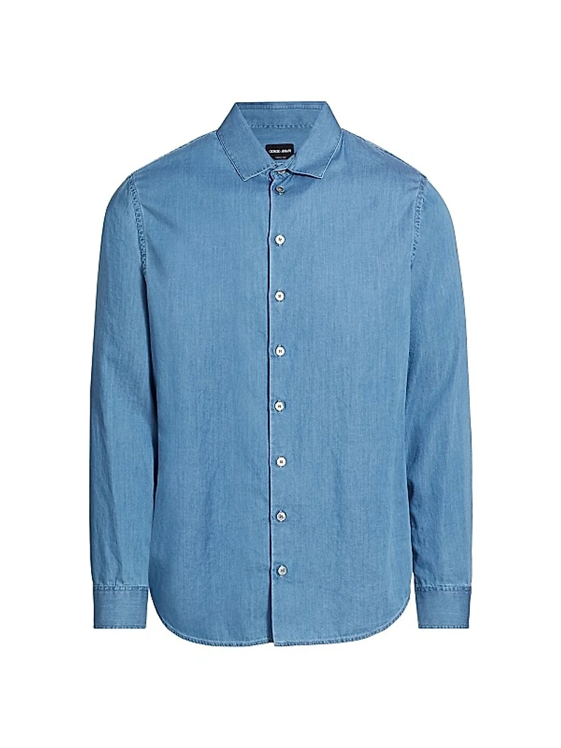 Denim Button-Front Shirt