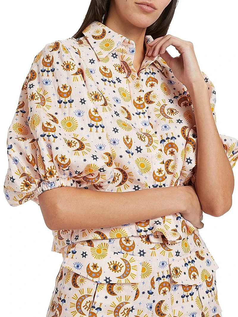 Kengy Printed Puff-Sleeve Top