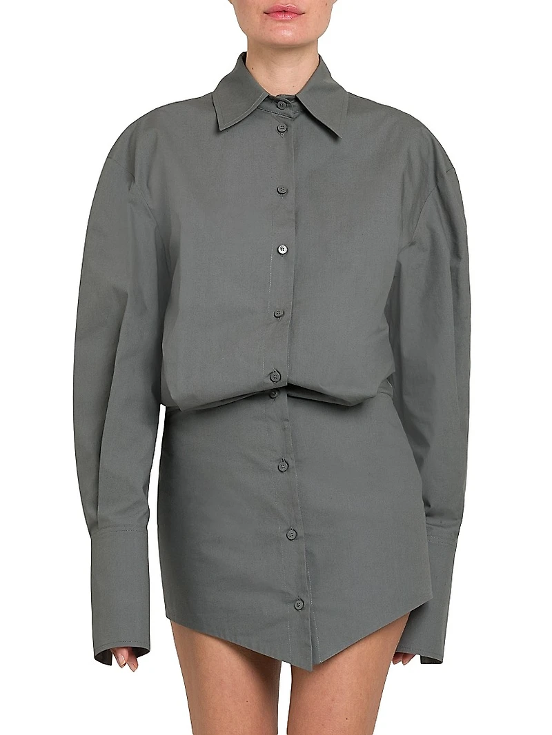 Blouson Poplin Mini Shirtdress