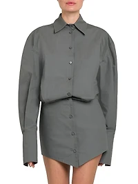 Blouson Poplin Mini Shirtdress
