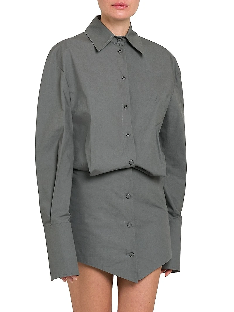 Blouson Poplin Mini Shirtdress