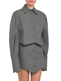 Blouson Poplin Mini Shirtdress