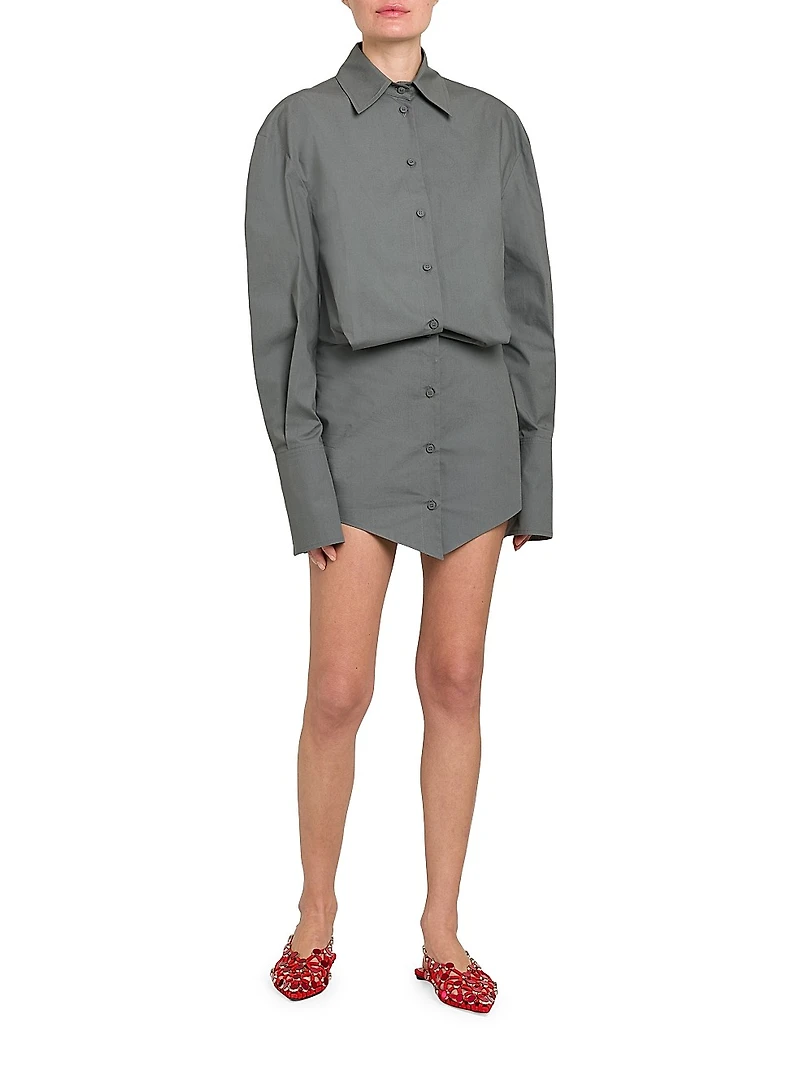 Blouson Poplin Mini Shirtdress