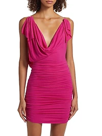 Jersey Draped V-Neck Minidress