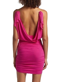 Jersey Draped V-Neck Minidress