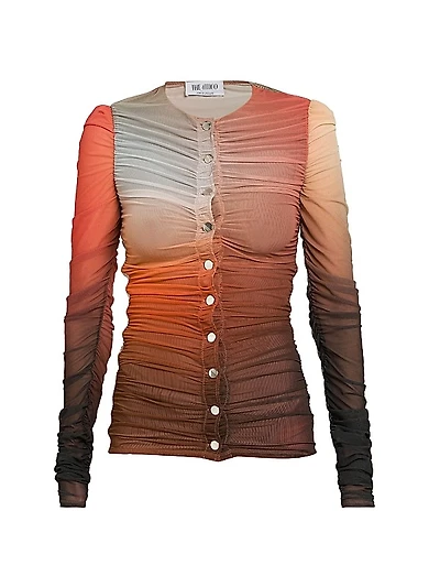 Ombré Tulle Ruched Blouse