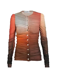 Ombré Tulle Ruched Blouse