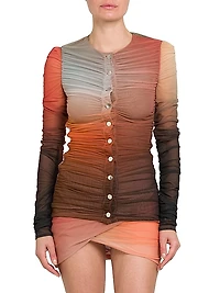 Ombré Tulle Ruched Blouse