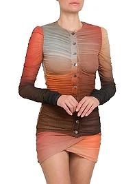 Ombré Tulle Ruched Blouse