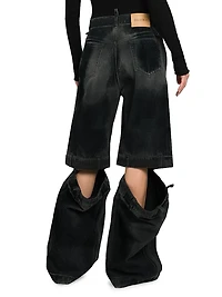 Washed Denim Split-Leg Jeans