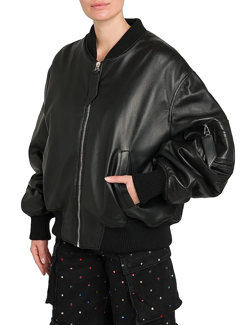 Faux Leather Oversized Bomber Jacket