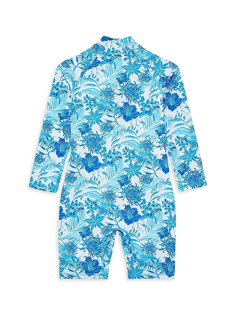 Little Girl's & Tahiti Flowers Jersey One-Piece Swim Wetsuit