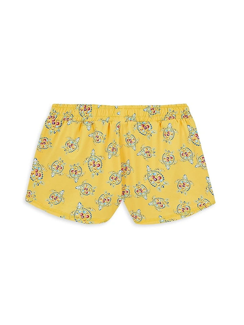 Little Girl's & Vendôme Turtles Rashguard Swim Shorts