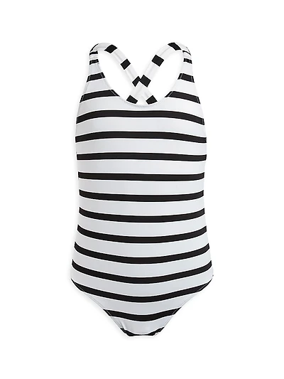 Little Girl's & Girl's Striped One-Piece Swimsuit