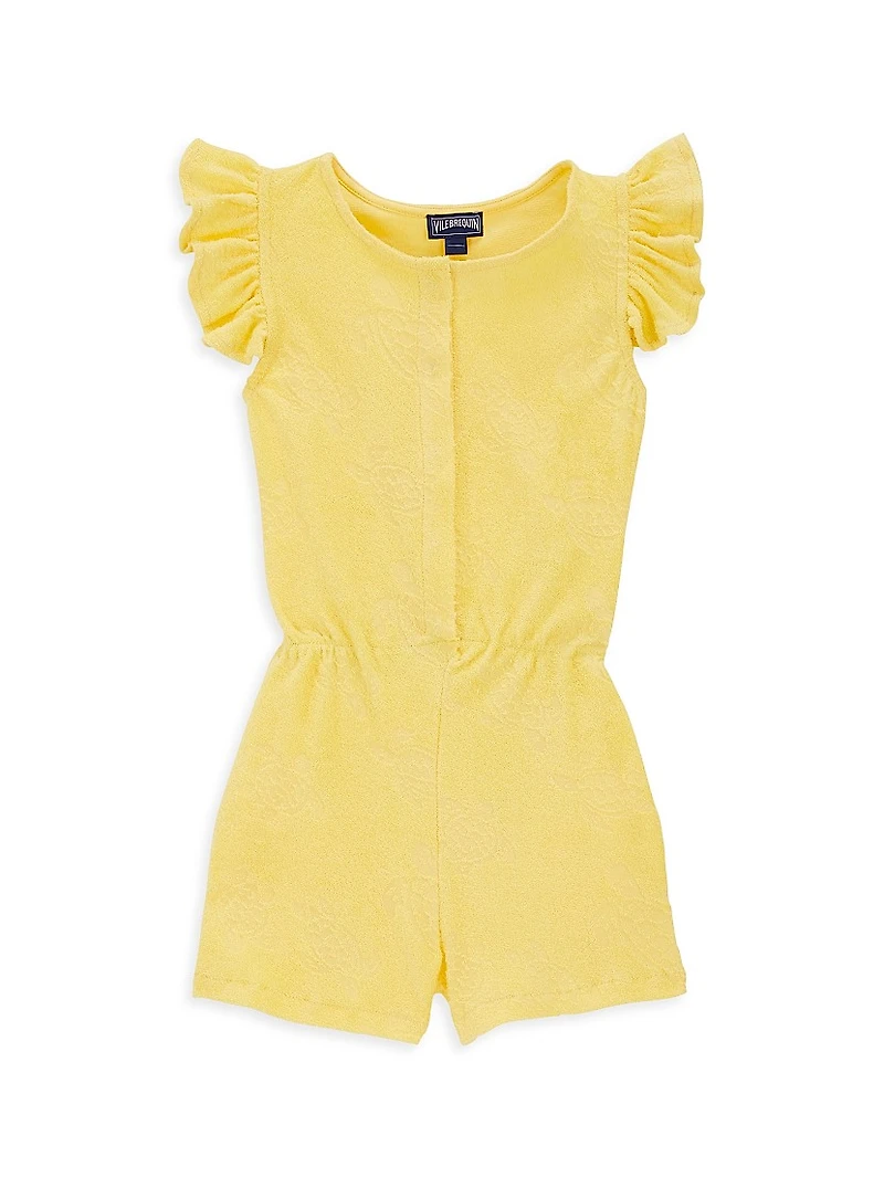 Little Girl's & Girl's Turtle Terry Cloth Jacquard Romper