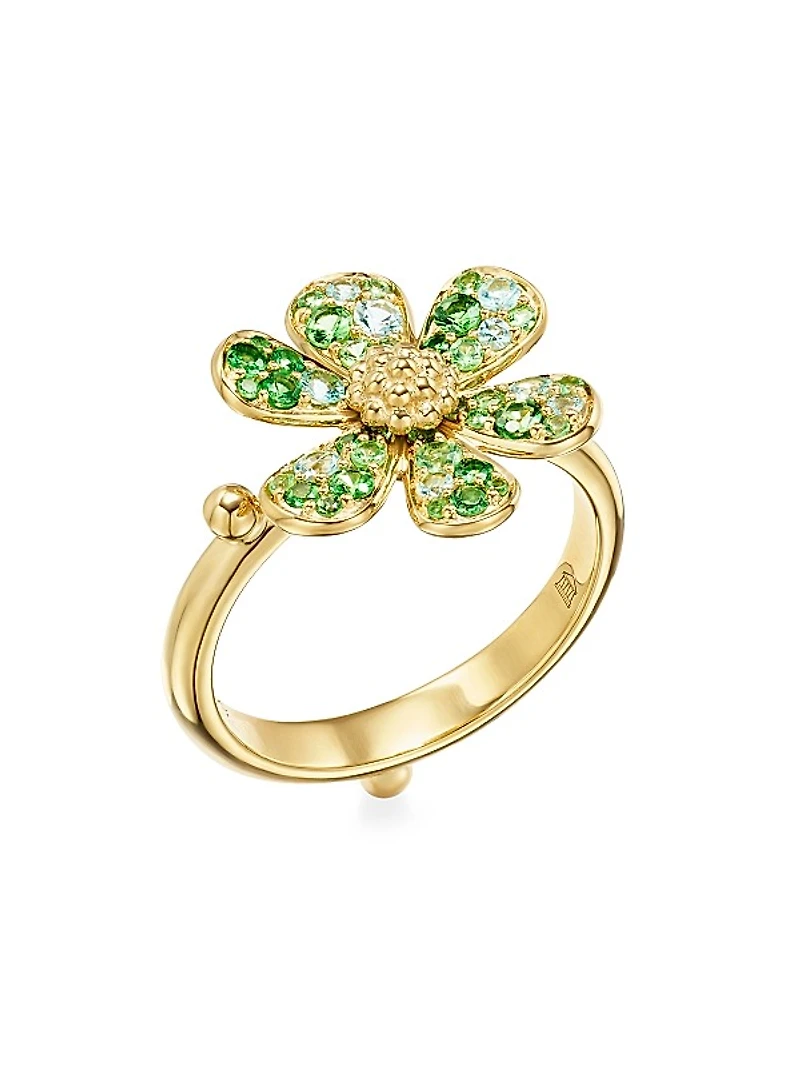 Florence86 18K Yellow Gold & Multi-Gemstone Flower Ring
