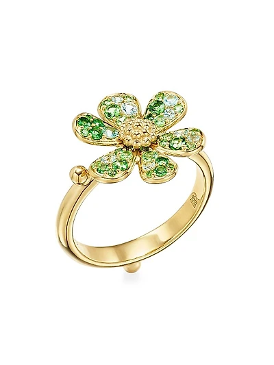 Florence86 18K Yellow Gold & Multi-Gemstone Flower Ring