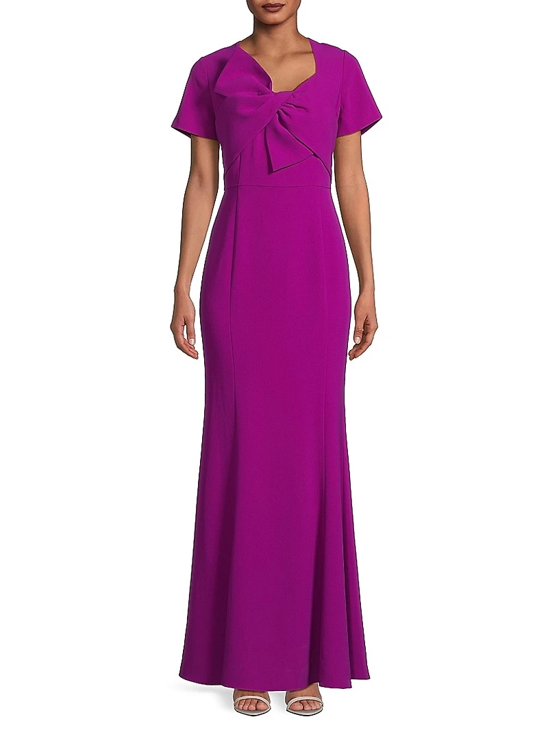 Crepe Bow Bodice Gown
