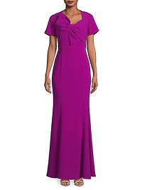 Crepe Bow Bodice Gown