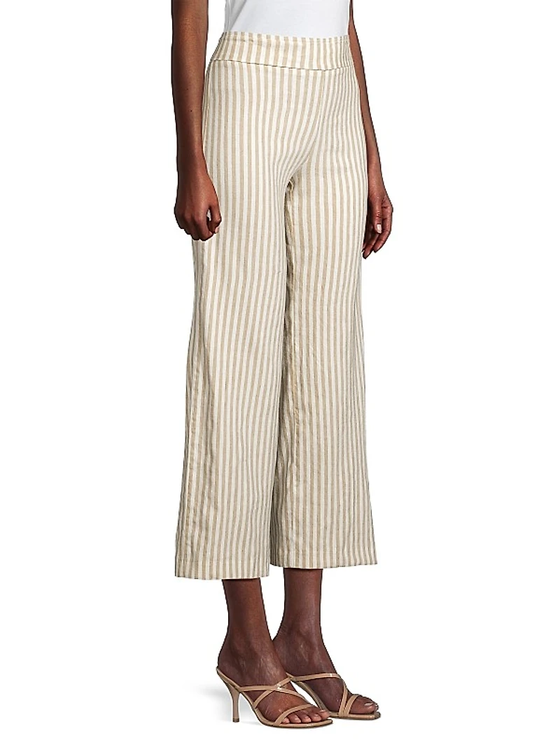 Alex Linen-Blend Ankle-Crop Pants