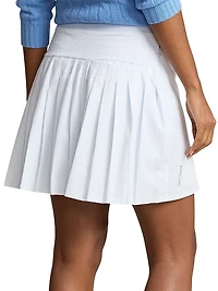 Seersucker Pleated Miniskirt