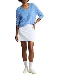 Seersucker Pleated Miniskirt