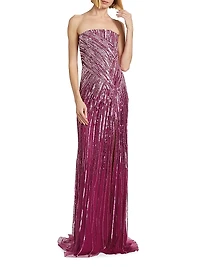 Strapless Sequined Tulle Gown
