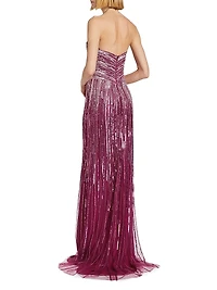 Strapless Sequined Tulle Gown