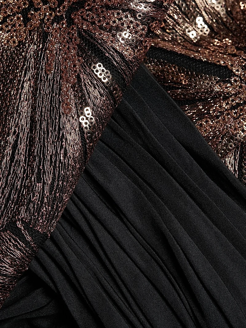 Floral Tulle & Taffeta A-Line Gown