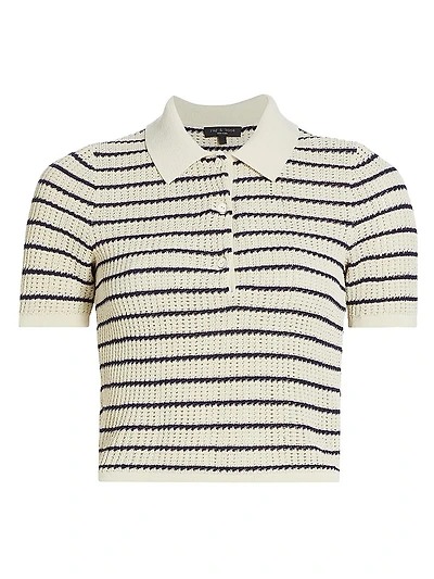 Viola Stripe Crop Polo Shirt