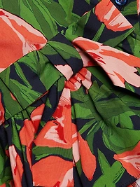 Tulip Stretch Cotton Bow-Sleeve Shirtdress