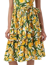 Floral Cotton-Blend Ruffled Midi-Dress