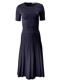 Geometric Pointelle Knit Midi-Dress