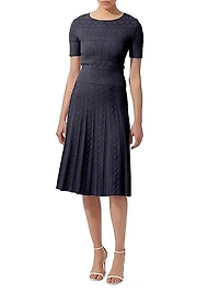 Geometric Pointelle Knit Midi-Dress