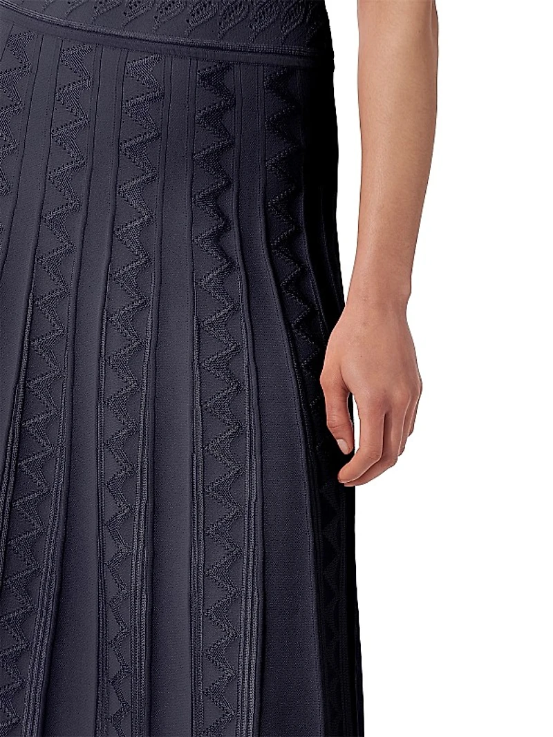 Geometric Pointelle Knit Midi-Dress