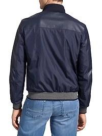 Deerskin Leather and Technical Silk Blouson Jacket
