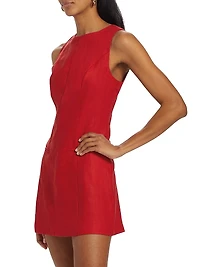 Citron Seamed Linen A-Line Minidress